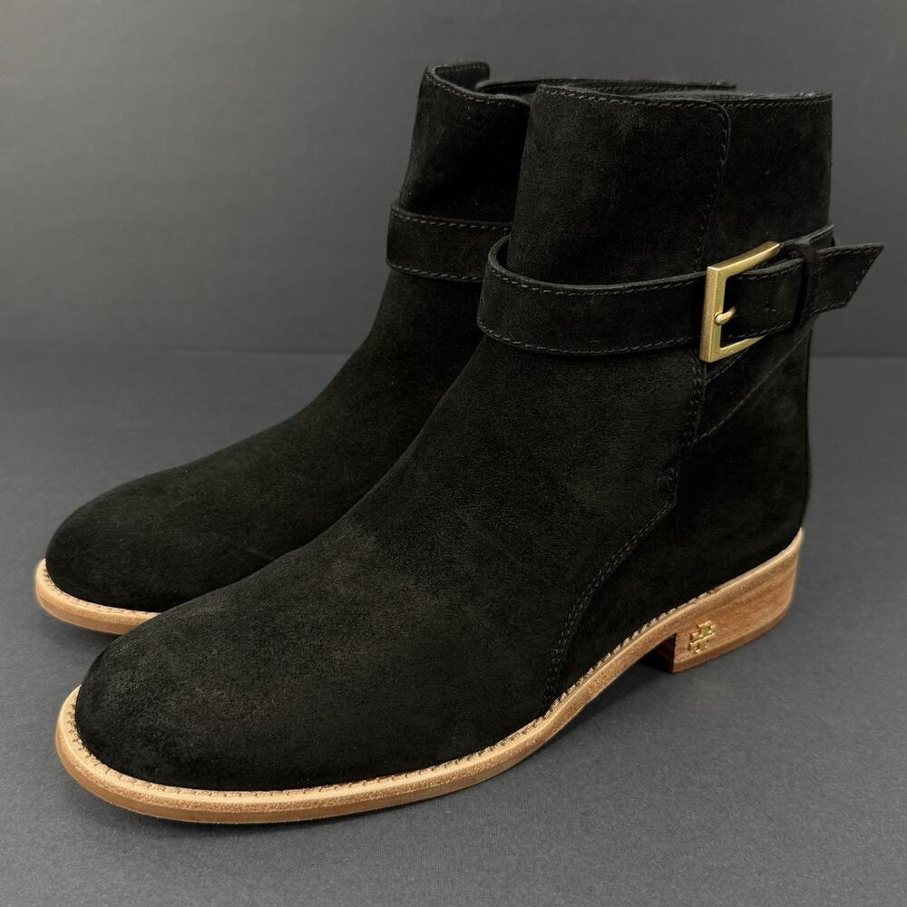 Tory Burch Brooke suede ankle booties with a low stacked heel 7 size New No Box